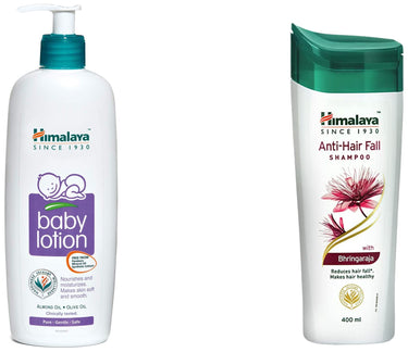 Himalaya Baby Body Lotion, For All Skin Types (400 ml) & Anti Hair Fall Shampoo, 400ml